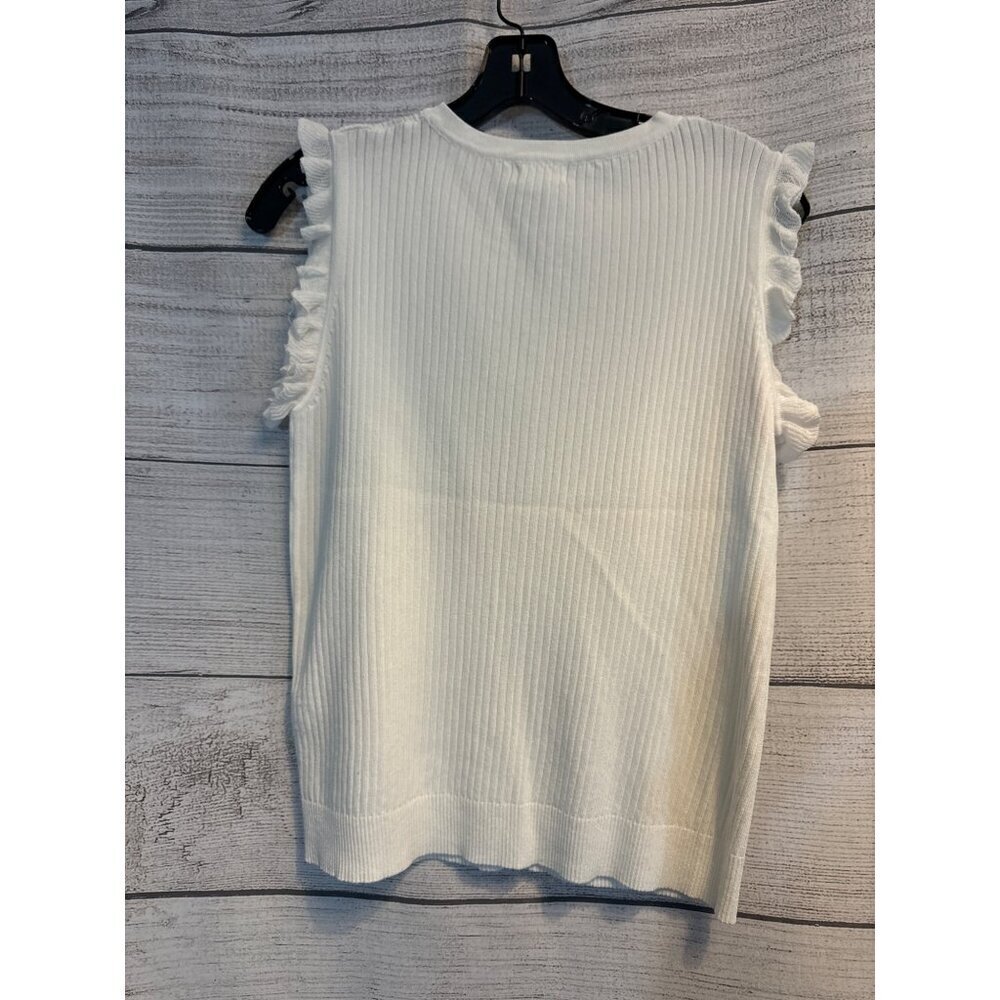 La Miel Ribbed Sleeveless Ruffle Top Size L - Picture 3 of 4